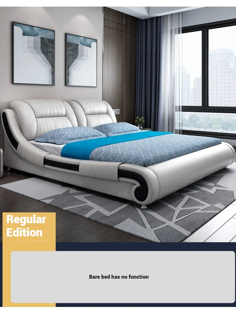Queen Luxury Modern Double Bed Storage Multifonction Bedroom King Double Bed White Frame Smart Cama Box Casal Room Furniture