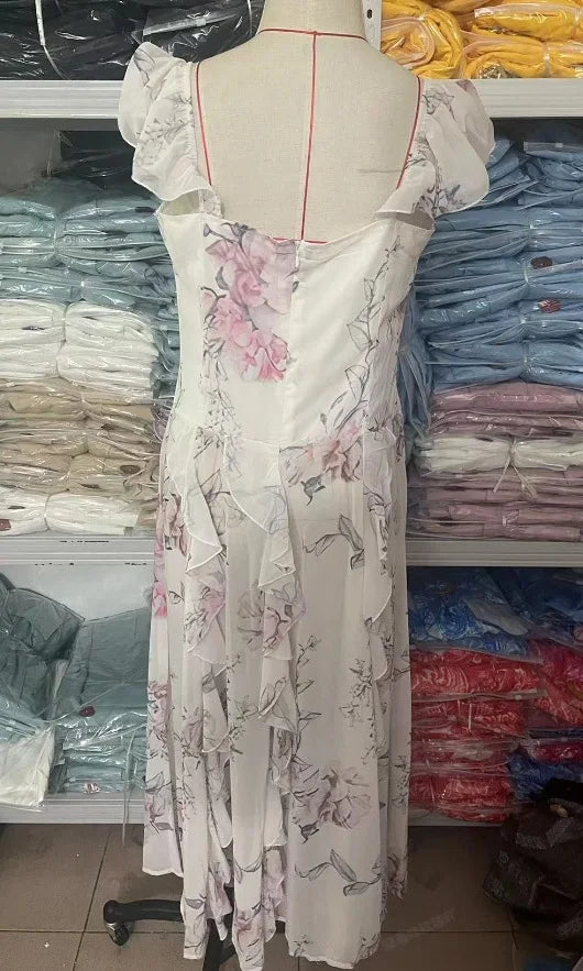 Elegant Party Dresses for Women 25 New Casual Fashion Print Trend Sexy Spicy Girl Off Shoulder Strap Split Waist Dress Vacation