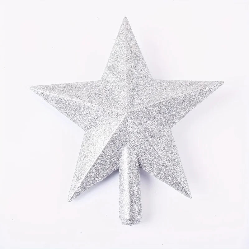 20cm Chrismas Star Tree Topper Glitter Golden Powder Merry Christmas Tree Decor Home Navidad Ornaments Five-pointed Star Decor