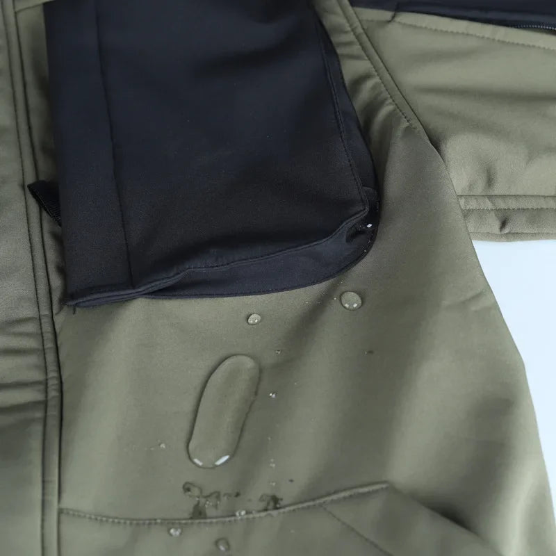 Motorcycle Jacket Men Riding Outdoor Winter Coats Tactical Multi-pocket Soft Shell Waterproof Windproof Warm Shark Skin