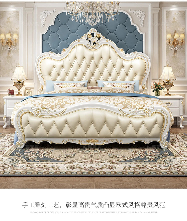 European Luxury Bed Bedroom Comfortable Ergonomic Double Sleeping Safe Bed Sun Princess Cama Solteiro Lounge Suite Furniture