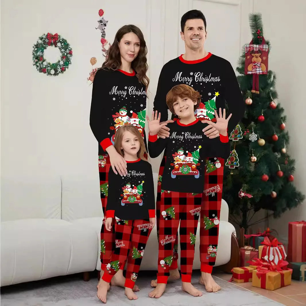 Xmas Matching Family Pajamas Set 2025 Xmas Green Cotton Print Pjs Adult Child Clothing Outfit set Baby Jumpsuit+Dog Clothes