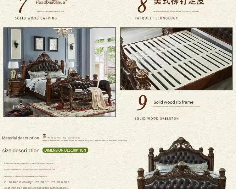 Luxury Nordic Bed Multifonction King Size Aesthetic Sleeping French Bed Lounge Wooden Modern Cama Matrimonial Bedroom Furniture