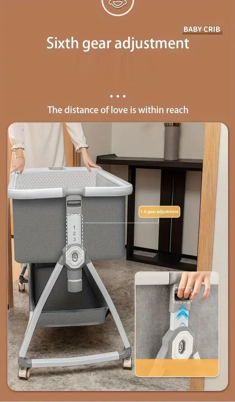 Folding Bed Children Multi Functional Baby Crib Foldable Height Adjustment Splicing Cama Plegables Para Children's Furniture