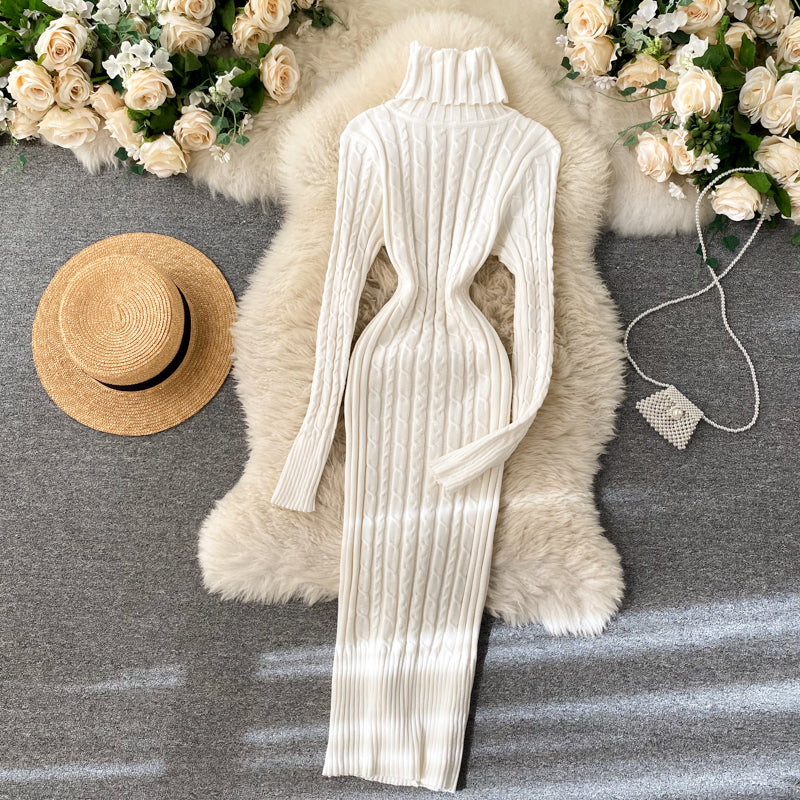 Seoulish Autumn Winter Twist Women's Wrap Knitted Dresses Long Sleeve Sheath Knitwear Office Bodycon Dress Female 2025 New