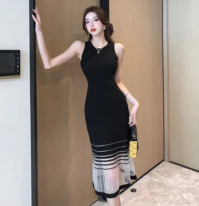 Dresses for Women Black SMidi Woman Dress Party Evening Night Club Prom Casual Youth G Fashion Summer 2024 Retro Sensual Sexy X