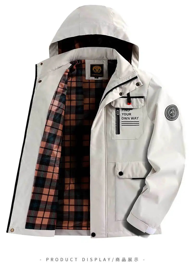 Jackets Men Thick Coats Hooded Jogger Coat Zipper Pockets Casual Streetwer Warm Jacket Autumn Winter Outerwear Men Clothing