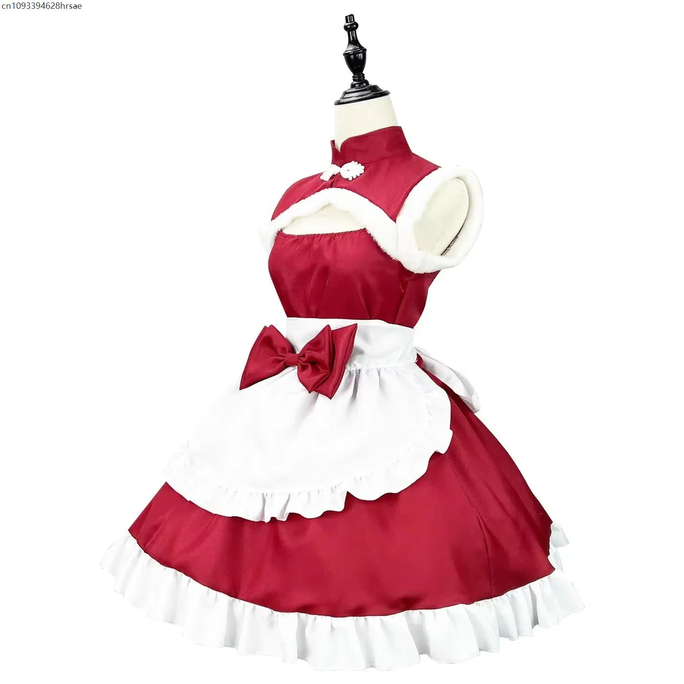 Christmas Maid Dress Girls Suit Red Lolita Cosplay Costume New Year Robe Sleeveless Party Uniform Xmas Clothing