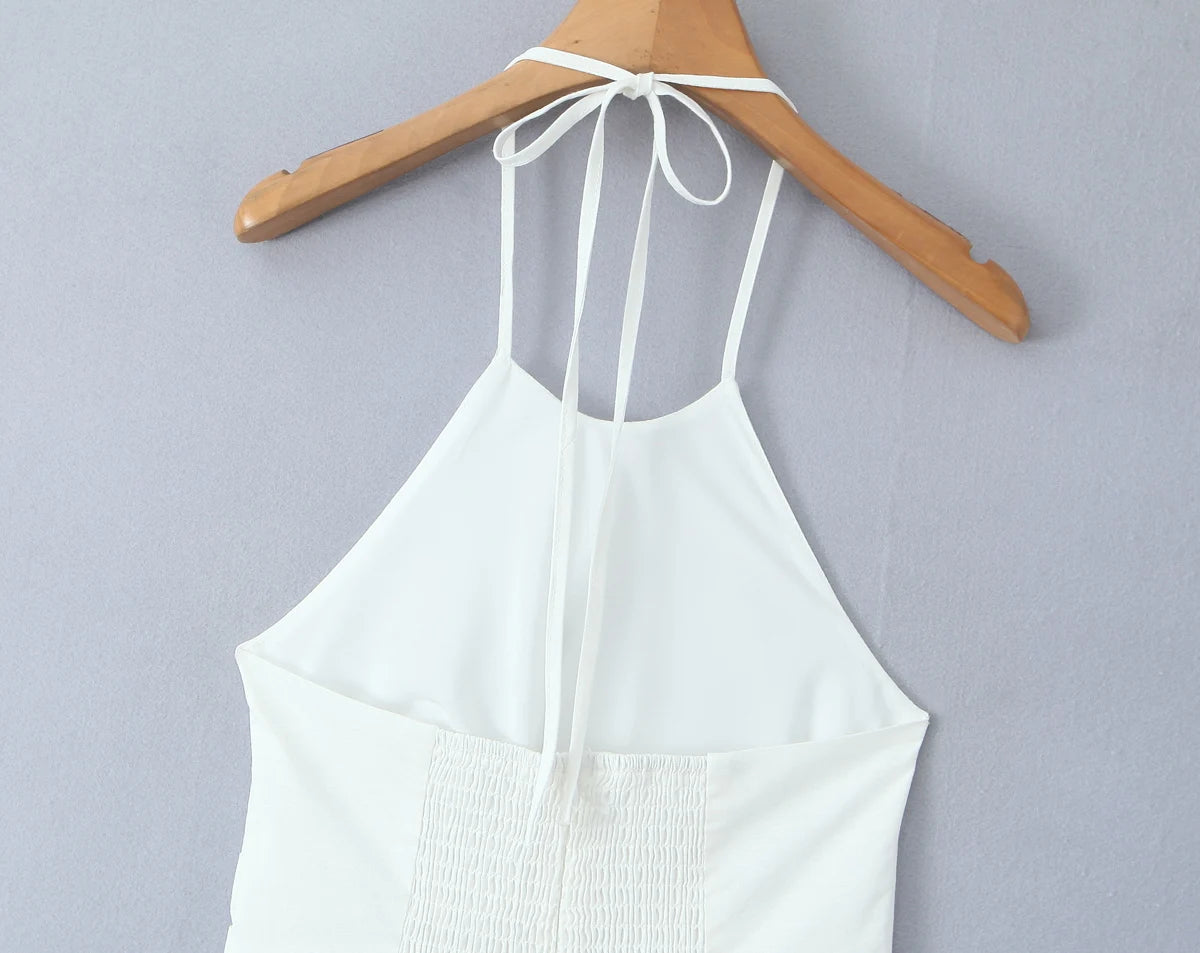 Christmas Dresses Sexy Tie Bow Halter Backless Sling Dress Women Ruched Waist High Side Slit Slim Package Hips Midi Long Robe