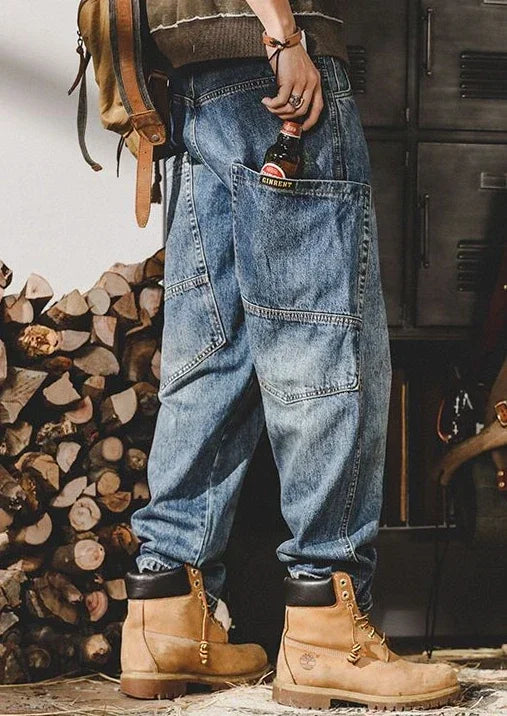 Jeans for Men Tapered Male Cowboy Pants Black Trousers Cargo Luxury Spring Autumn Y 2k Vintage Japanese Street Style Clothing Xs