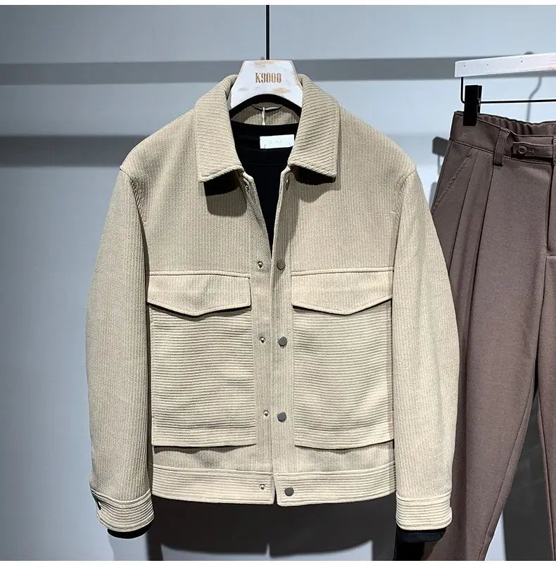 Jacket Men's Lapel Loose and Simple Jacket Trendy Brand Youth Coat Fashionable and Personalized Top Men