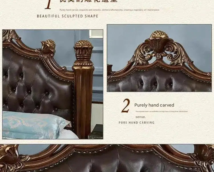 Luxury Nordic Bed Multifonction King Size Aesthetic Sleeping French Bed Lounge Wooden Modern Cama Matrimonial Bedroom Furniture