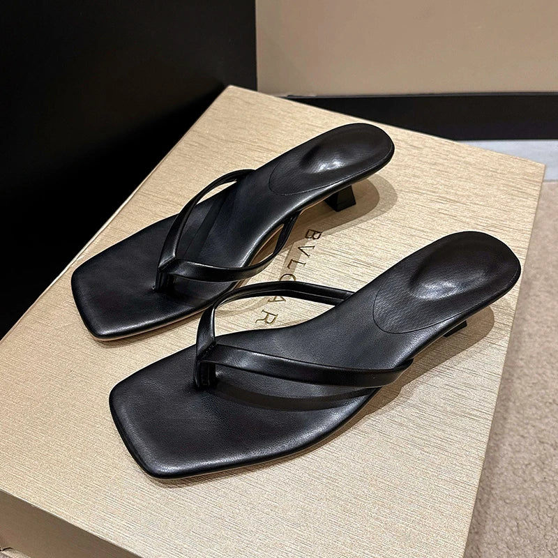 Summer Women Clip Toe Slippers Comfort Low Heel Slides Shoes Ladies Casual Dress Street Style Sandalis