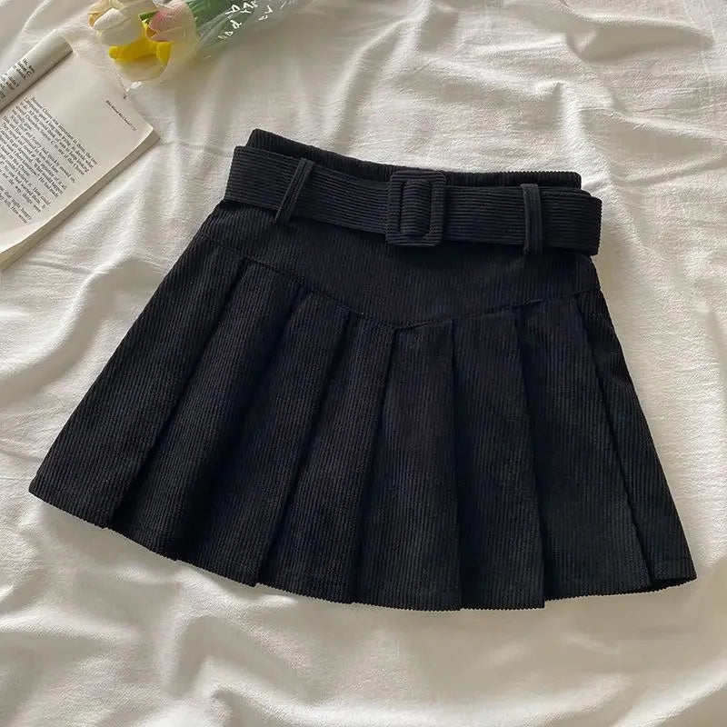 Corduroy High-Waisted Slimming Preppy Style Skirt For Women Spring Autumn/Winter New Arrival A- Line Mini Dress