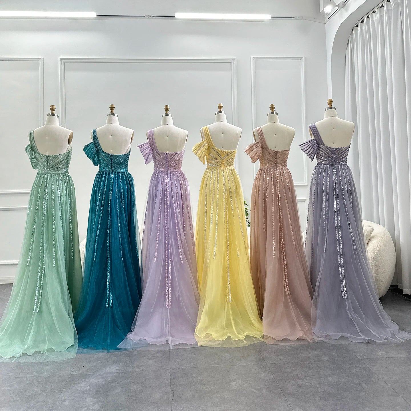Sharon Said Luxury Dubai Evening Dresses with Overskirt Side Slit Lilac One Shoulder Wedding Formal Party Gowns SS016 Customized