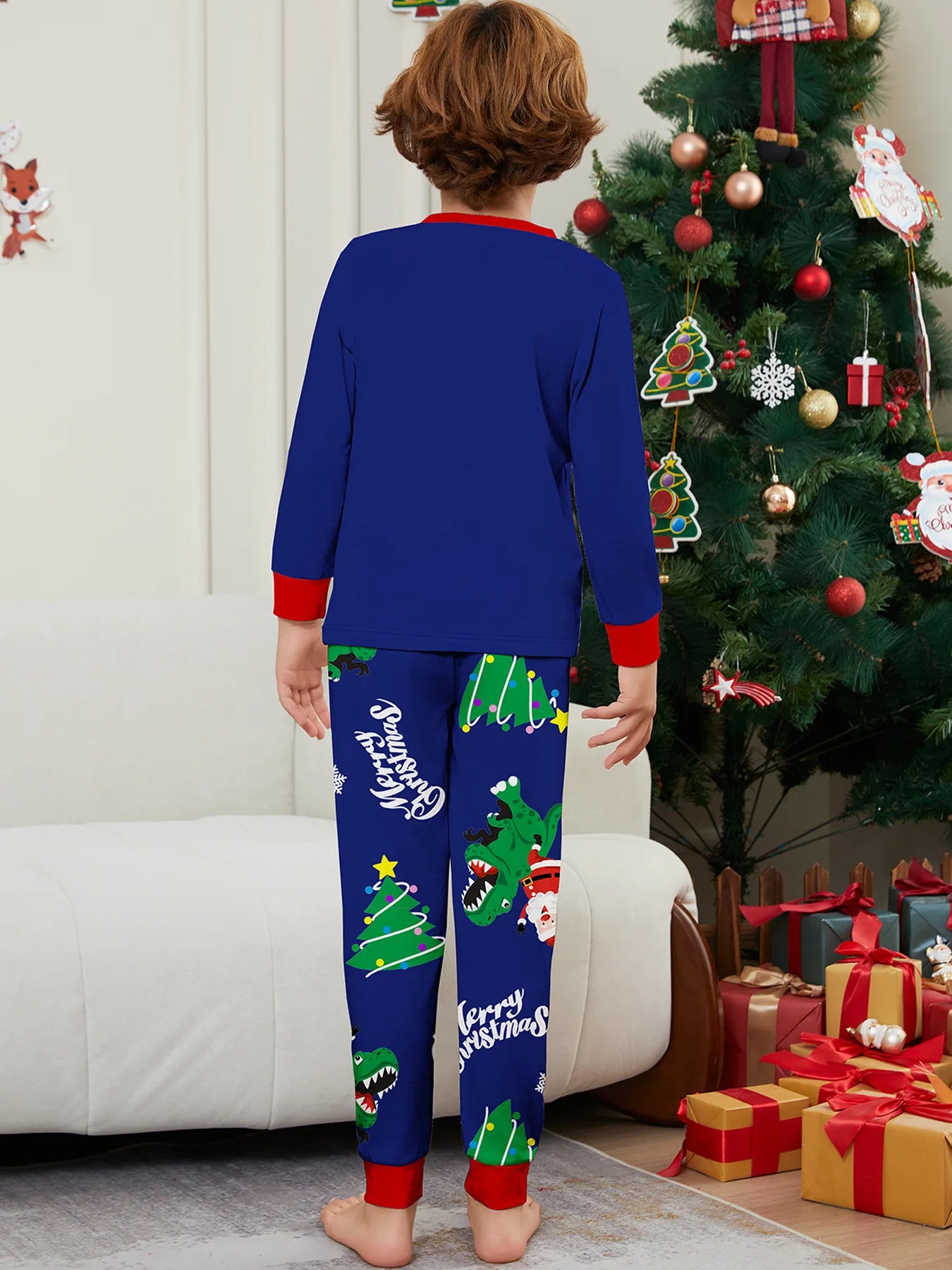 Xmas Matching Family Pajamas Set 2025 Xmas Green Cotton Print Pjs Adult Child Clothing Outfit set Baby Jumpsuit+Dog Clothes