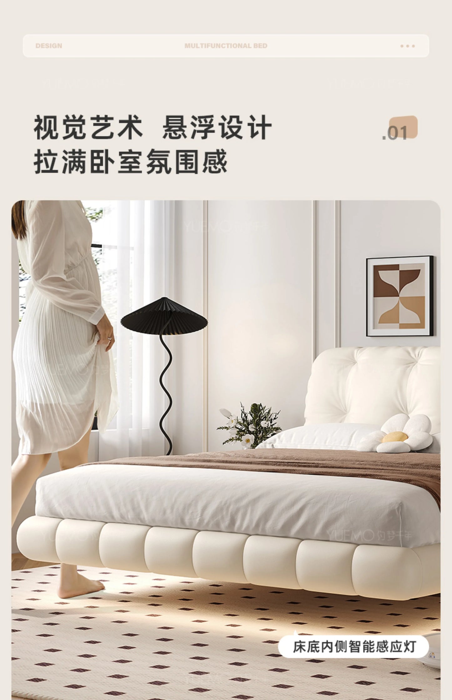 Pretty Elegant Double Bed Frame Mattress White Comferter Bed Queen Size Cama Matrimonial Bedroom Furniture