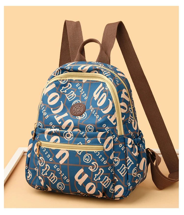 School Bag Women's Oxford Cloth Printed Casual Backpack Fashionable Large Capacity Lightweight Travel Versatile Backpack Backpac
