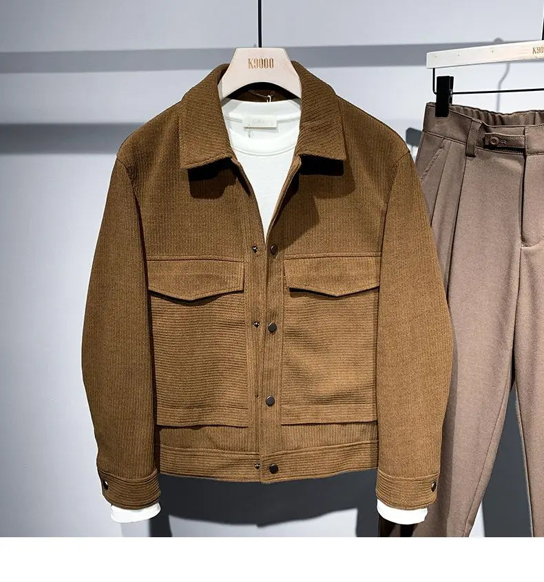 Jacket Men's Lapel Loose and Simple Jacket Trendy Brand Youth Coat Fashionable and Personalized Top Men