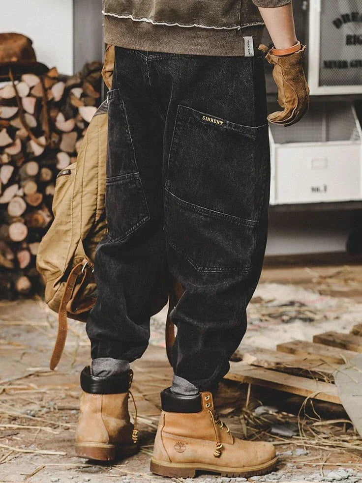 Jeans for Men Tapered Male Cowboy Pants Black Trousers Cargo Luxury Spring Autumn Y 2k Vintage Japanese Street Style Clothing Xs