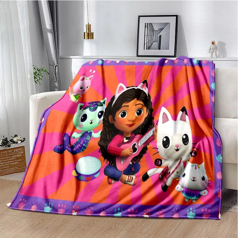 Cartoon Cute Gabbys Dollhouse Girl Soft Blankets,Keep Warm Throw Blanket Comfortable Blanket for Picnic Beds Sofa Home Bedroom