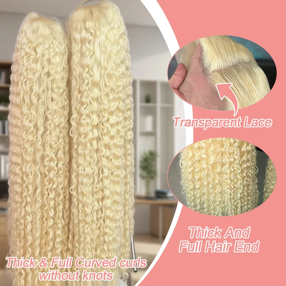 613 Blonde HD Lace Frontal Wig 13x4 13×6 Deep Wave Lace Front Human Hair Wig Colored Curly Wigs Water Wave Wigs For Women ﻿ ﻿