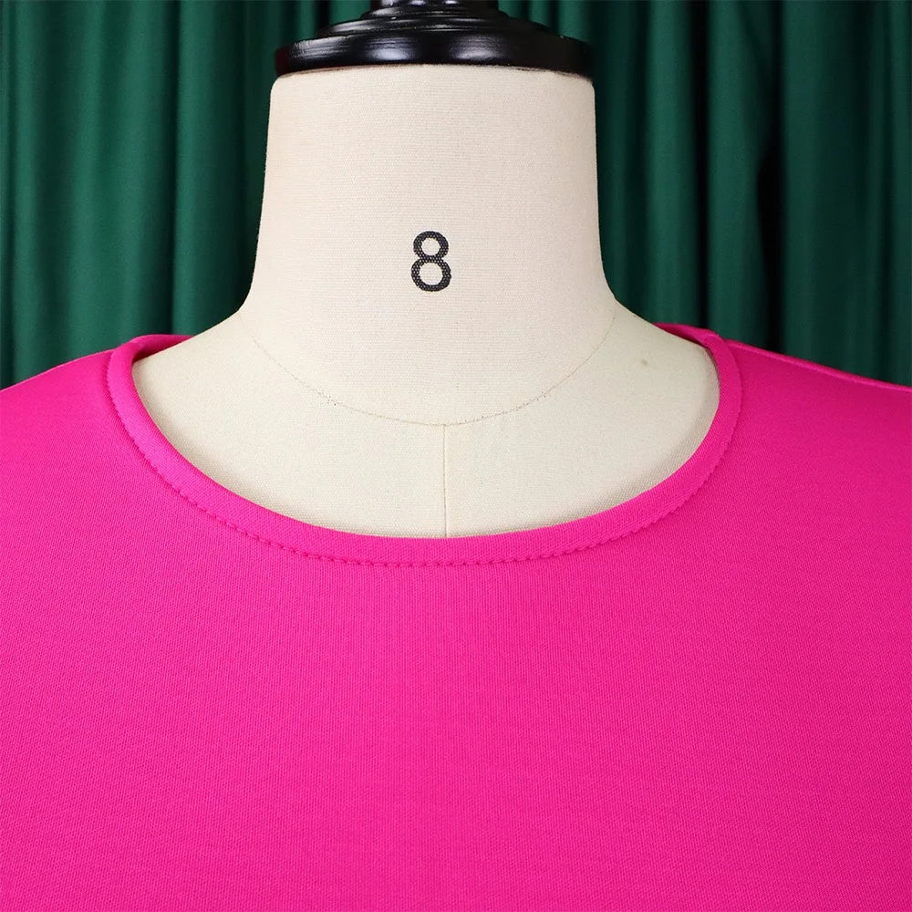 Elegant Party Dresses for Women O Neck Short Sleeve High Waisted Pleated Knee Length Fashion Ladies Birthday Dinner Vestidos Hot