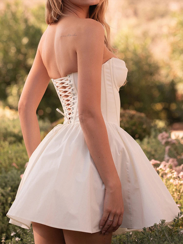 Sexy Women's Dresses New Summer Fashion Streetwear Casual Slim Dress Solid Sexy Elegant Lady Backless Strapless Dresses Clothing