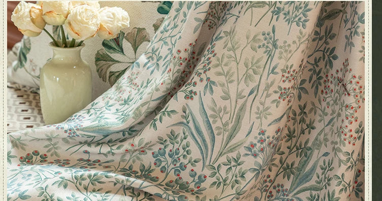 Curtains for Living Dining Room Bedroom American Pastoral Retro Floral Print Cotton and Linen Blackout Light Luxury