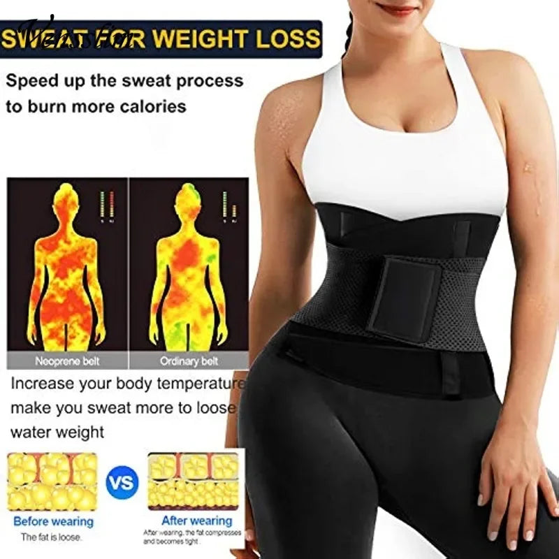 Vensslim Women Sauna Sweat Abdomen Trimmer Belt Waist Trainer Slimming Body Shaper Corset Workout Belly Slim Fat Burner Girdles
