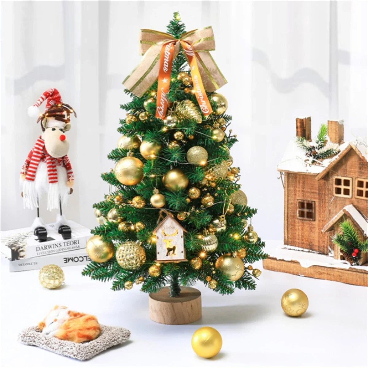 Christmas Tree Ornament Durable Mini Christmas Tree Decoration Prop for Christmas Parties Family Gatherings Daily Desktop Decor