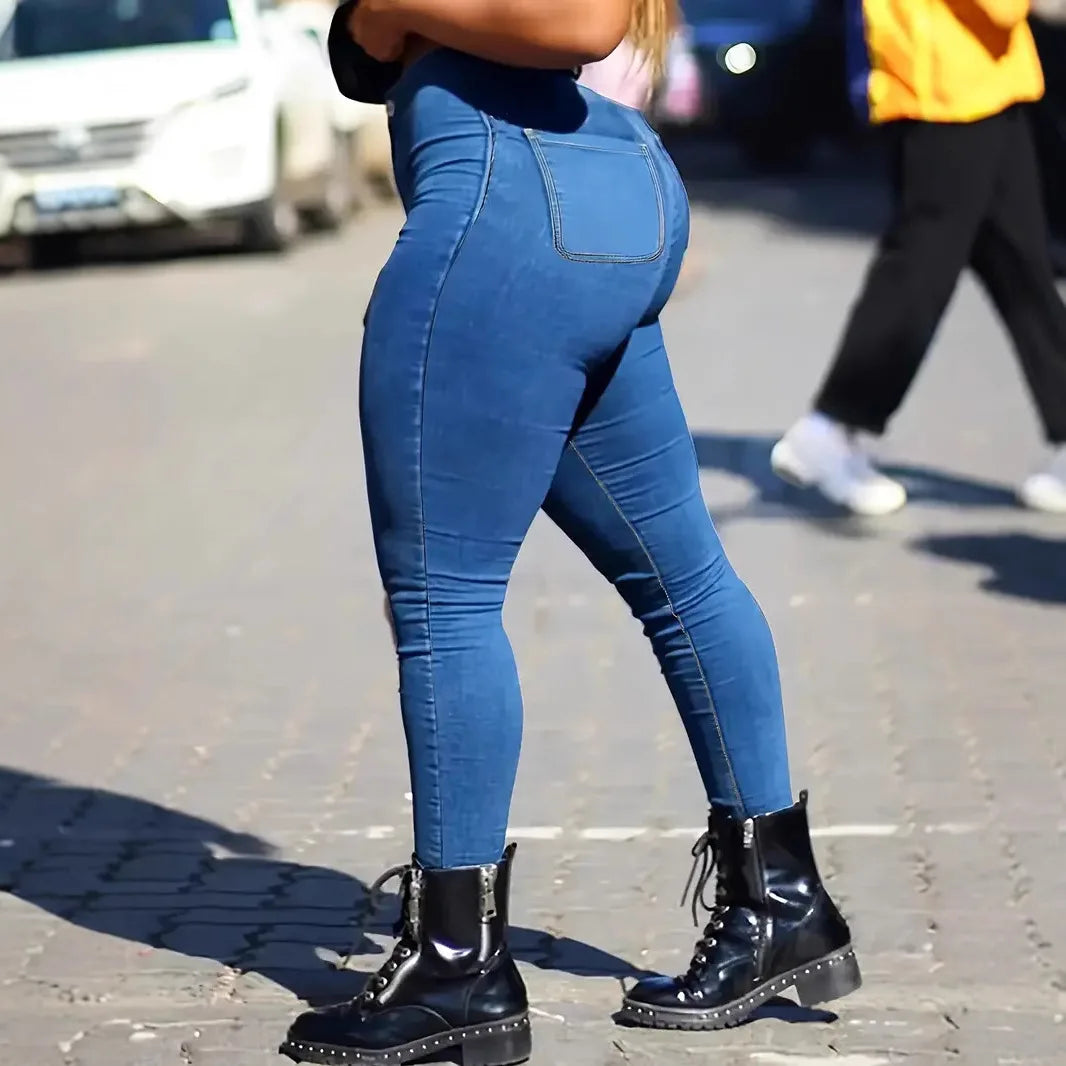 Comfortable,elastic,high-waisted,slim-fitting,hip-lifting, Small-leg Jeans. Four Seasons New Fashionable Skinny Jeans for Ladies