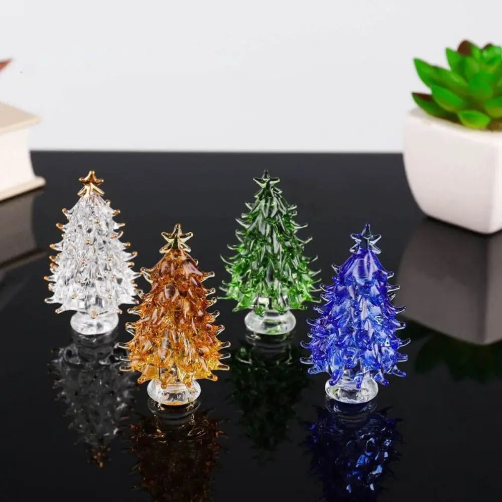 Beautiful 3D Crystal Tree Figurine Cute Handmade Christmas Tree Miniature Exquisite Tree Statue Garden