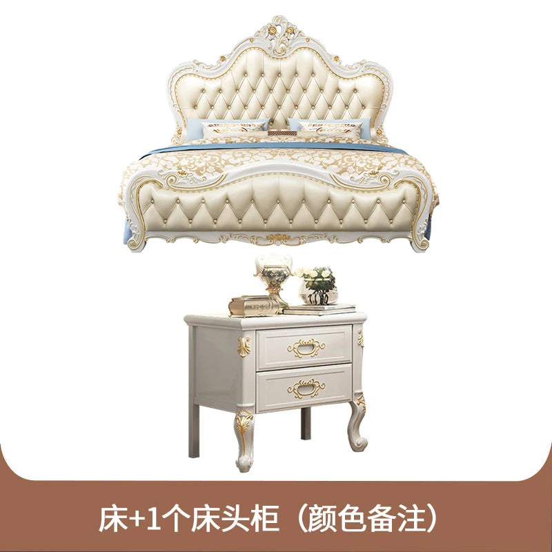 European Luxury Bed Bedroom Comfortable Ergonomic Double Sleeping Safe Bed Sun Princess Cama Solteiro Lounge Suite Furniture