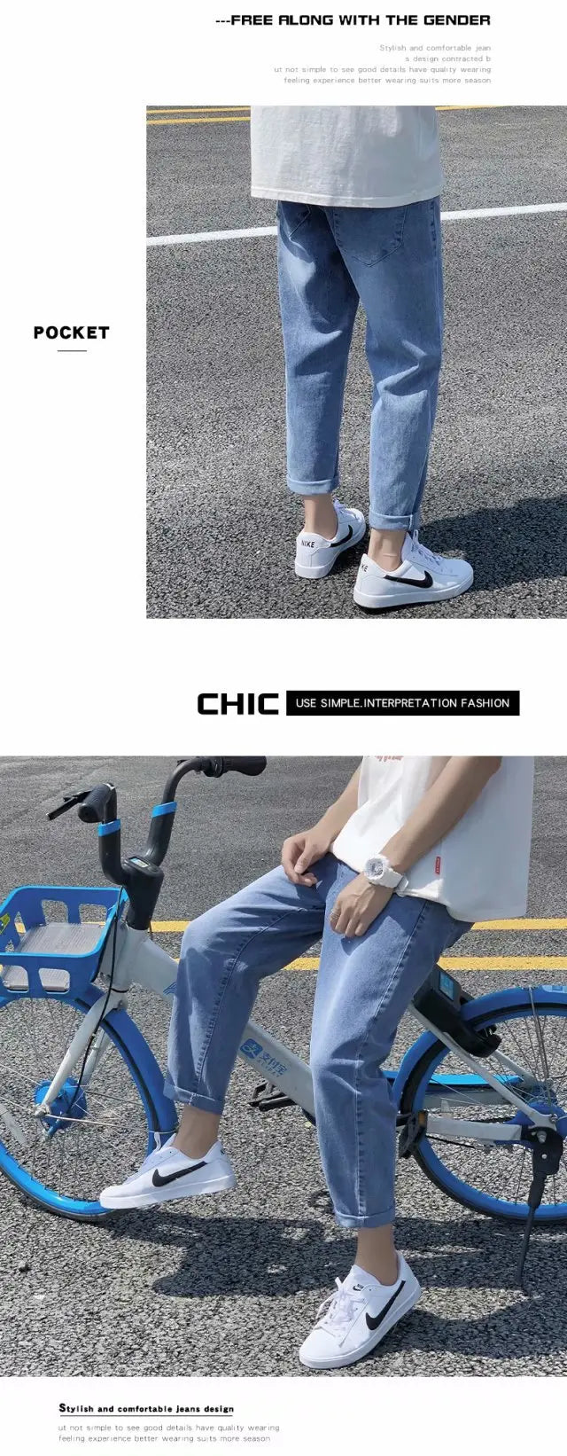 Men Jeans Male Trousers Simple Design High Quality Students Daily Casual Straight Denim Pants jeans for men clothing y2k jeans