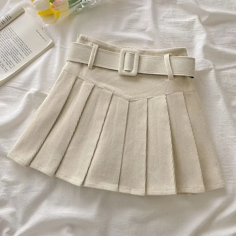 Corduroy High-Waisted Slimming Preppy Style Skirt For Women Spring Autumn/Winter New Arrival A- Line Mini Dress