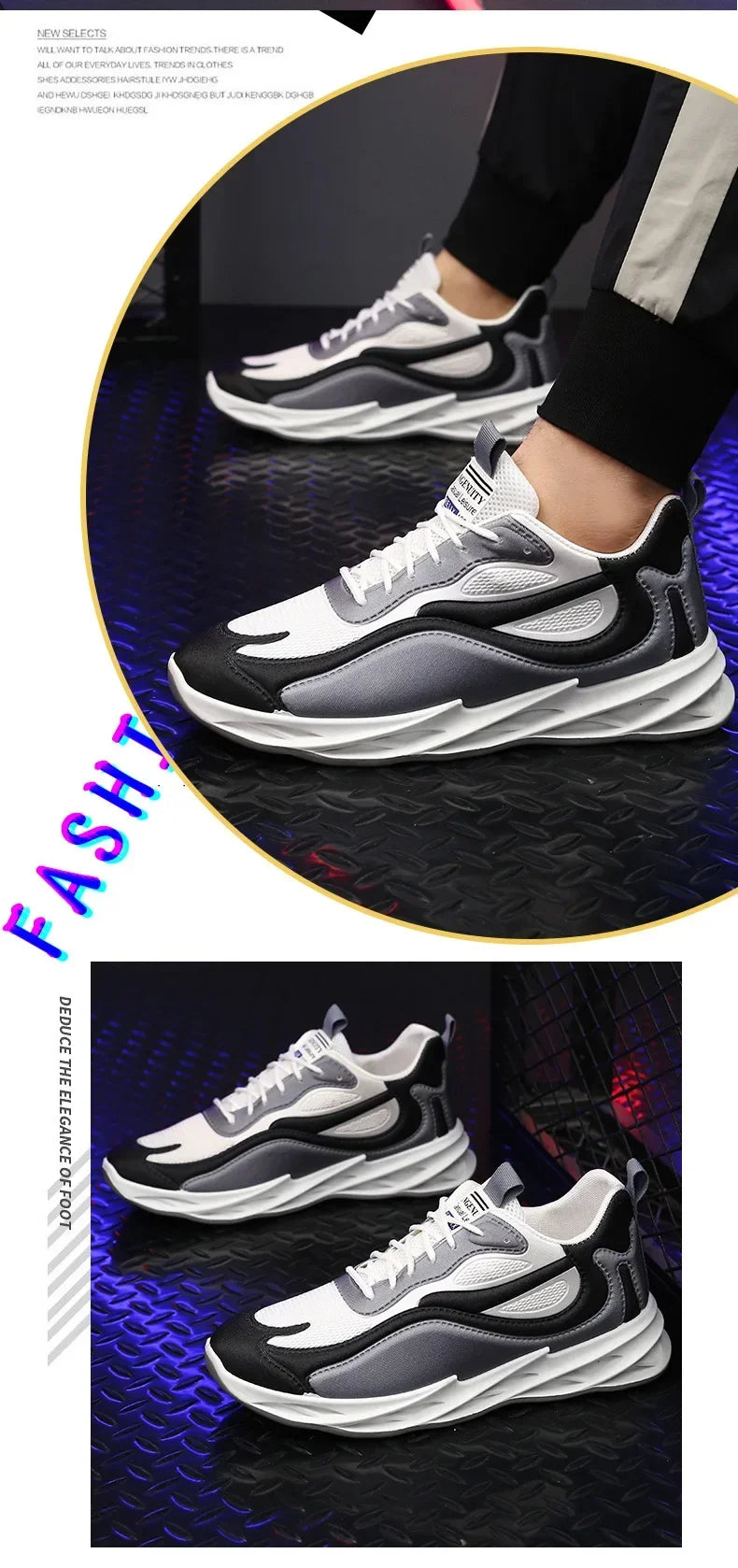 New Trendy Men's Sports Shoes Cushion Running Sneakers Outdoor Leisure Walking Jogging Trainers Soft Sole Breathable Footwear