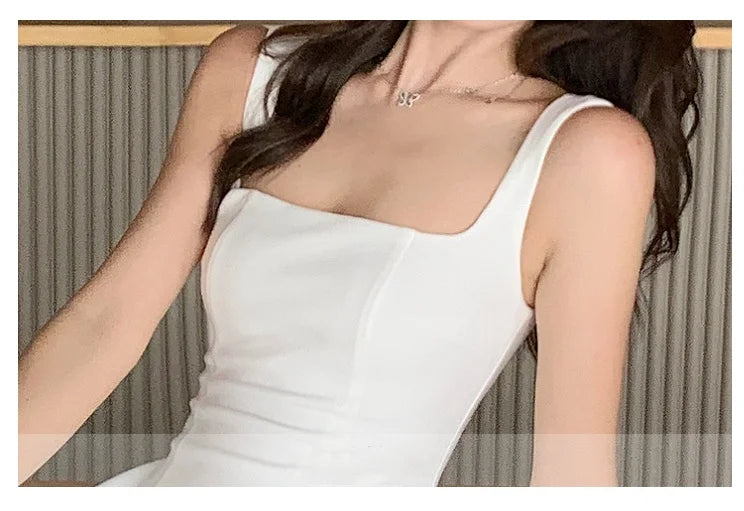 Women's Elegant Red Evening Dresses Sleeveless Wedding Guest Dress Spaghetti Strap A-Line White Party Female Prom gown Vestidos