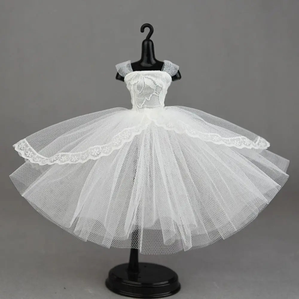 Fashion Dress Up Doll Dress Evening Party Tutu Dotted Lace Dolls Clothes Mini Black Prom Dress Doll Princess Dress DIY Toy