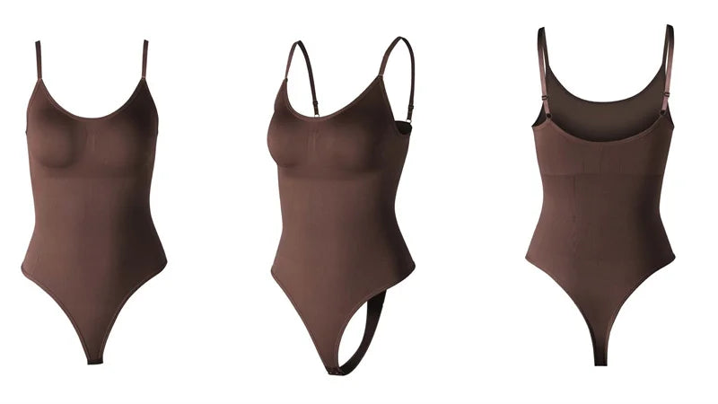 GUUDIA Spandex Bodysuit Thong String Shapewear Compression Body Shapers Cupless Wirefre Open Crotch Tummy Control Jumpsuit