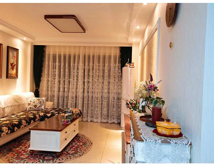 White Elegant Lxury Curtains, Tulle Contain Pearls Embroidery Beads Window Drapes ,Curtain Volie Sheer for Living Room Finished