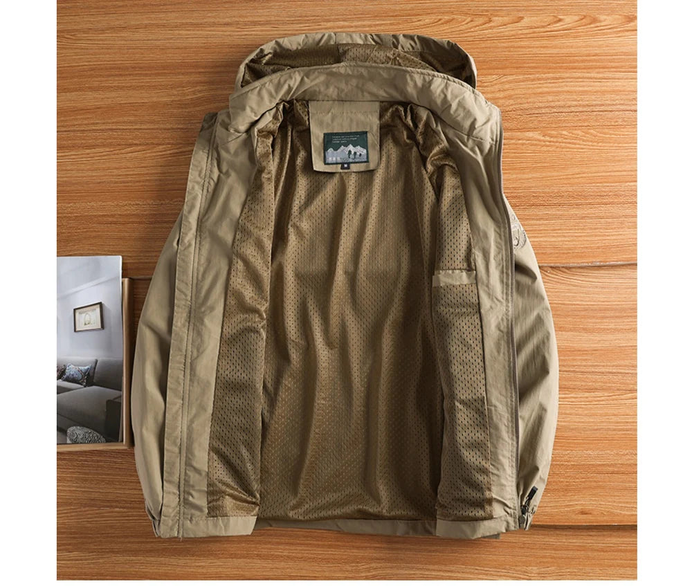 Autumn Men's Hiking Waterproof Jackets Men Outdoor Quick Dry Sports Climbing Hooded Coats Men Breathable Windbreaker Jackets 5XL