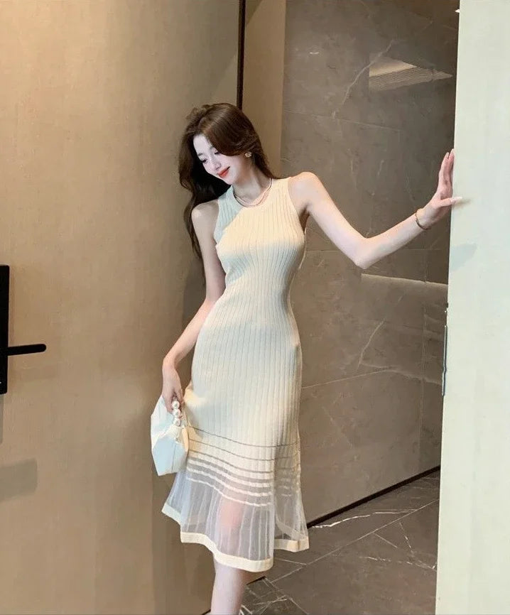 Dresses for Women Black SMidi Woman Dress Party Evening Night Club Prom Casual Youth G Fashion Summer 2024 Retro Sensual Sexy X