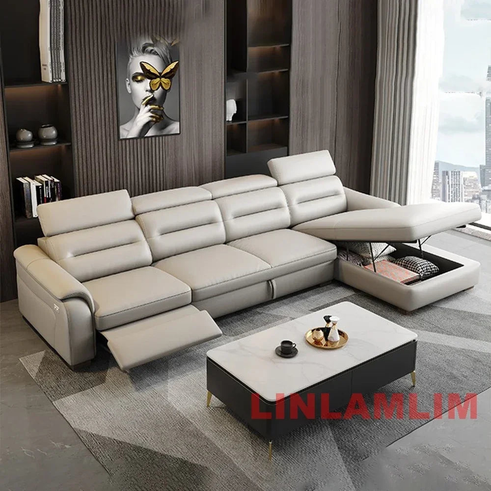 Linlamlim Multifunctional Convertible Sofa Bed With Eletric Recliner, Folding Sofa Cama With Power Reclining Seats & Storage Box