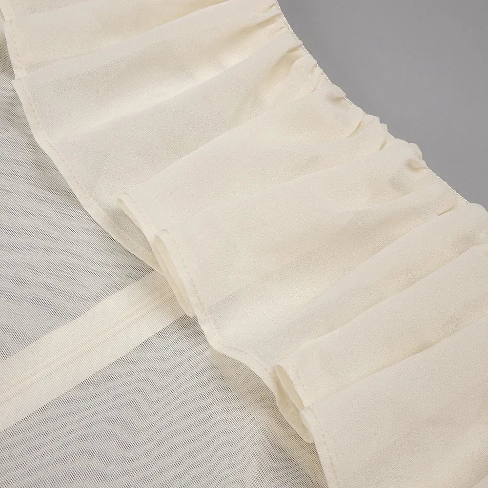 Summer Layer Ruffles Cake Dress Fashion Women Flower White Chiffon Dresses Prom evening dress