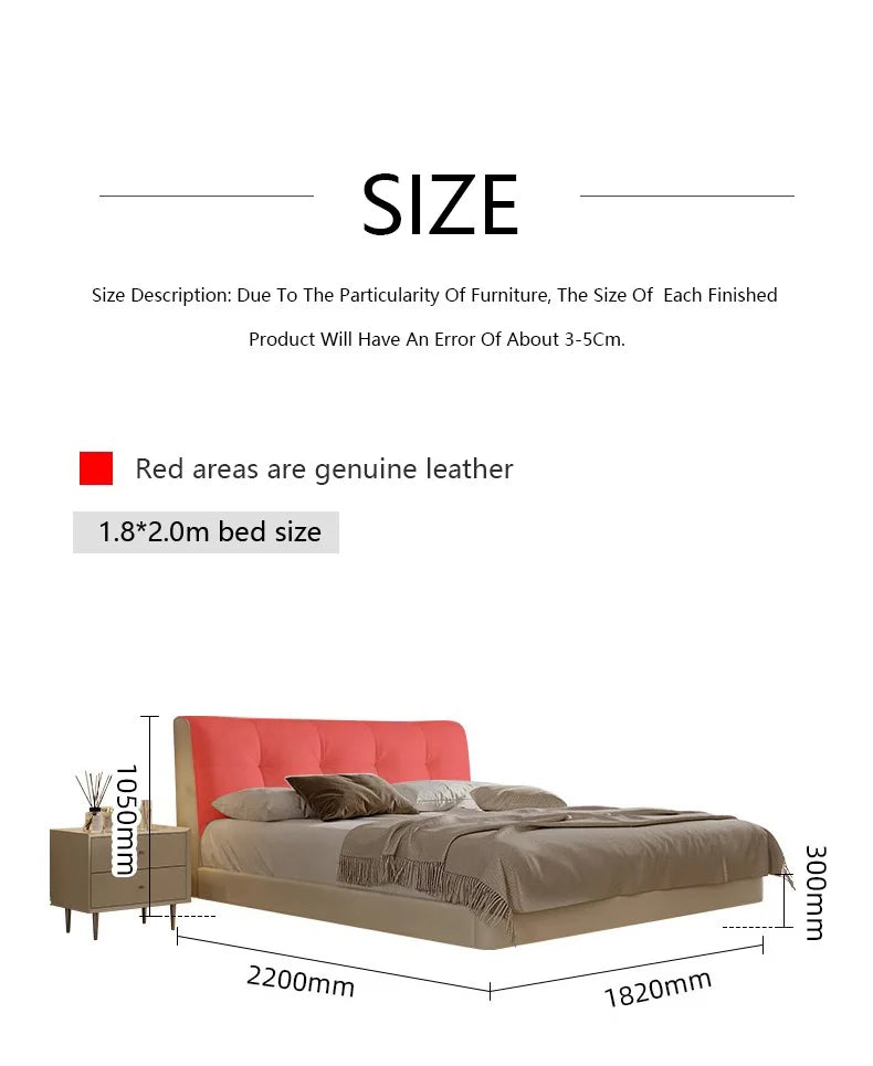 Genuine Leather Soft Bed Modern Design Bed Bett, Cama Fashion King/Queen Size Bedroom Furniture