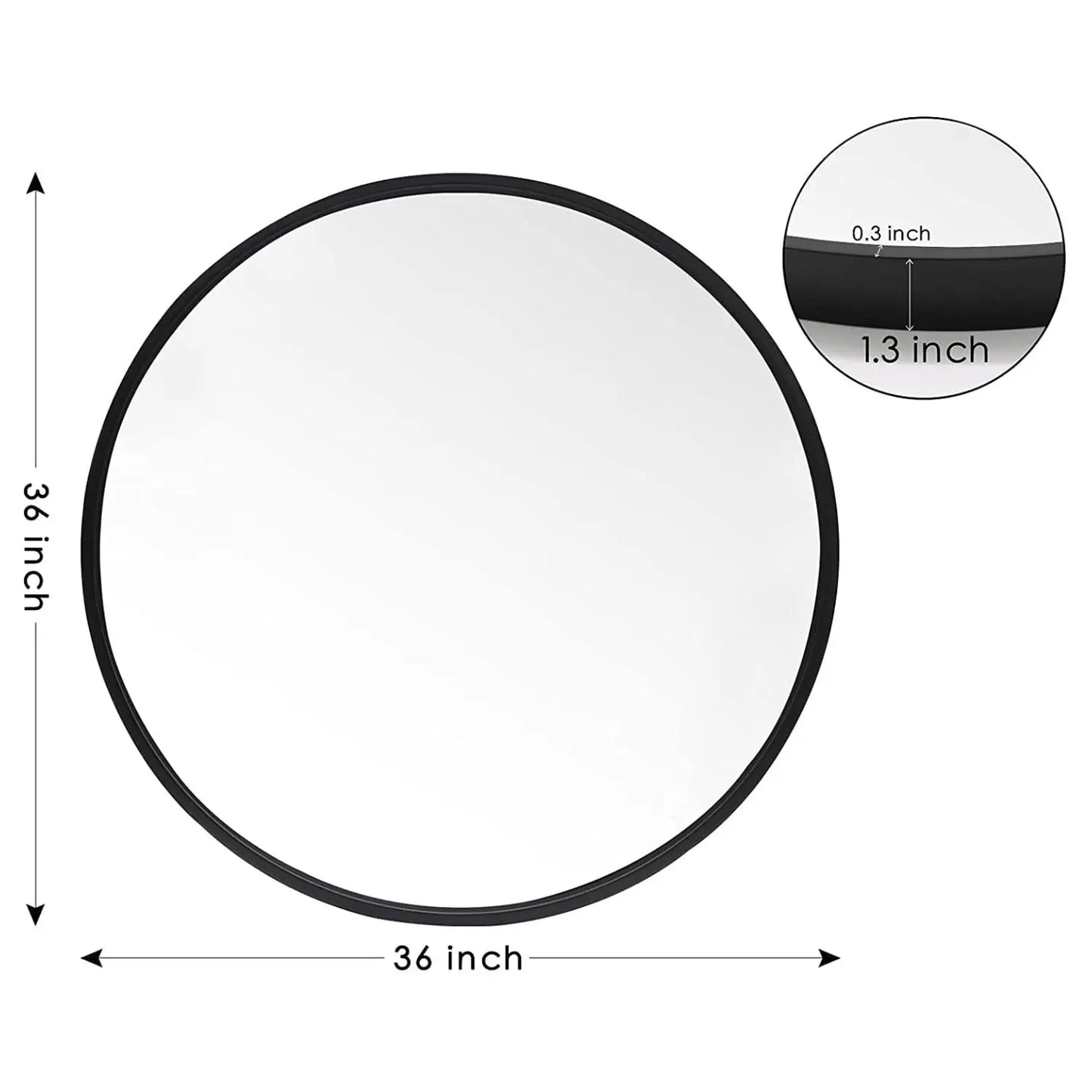 36 Inch Round Metal Wall Mirror Stylish Circle Mirror for Entryway, Bathroom, and Living Room Decor Matte Circle Wall Mirror