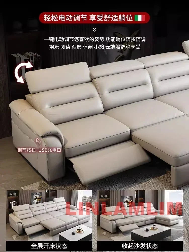 Linlamlim Multifunctional Convertible Sofa Bed With Eletric Recliner, Folding Sofa Cama With Power Reclining Seats & Storage Box