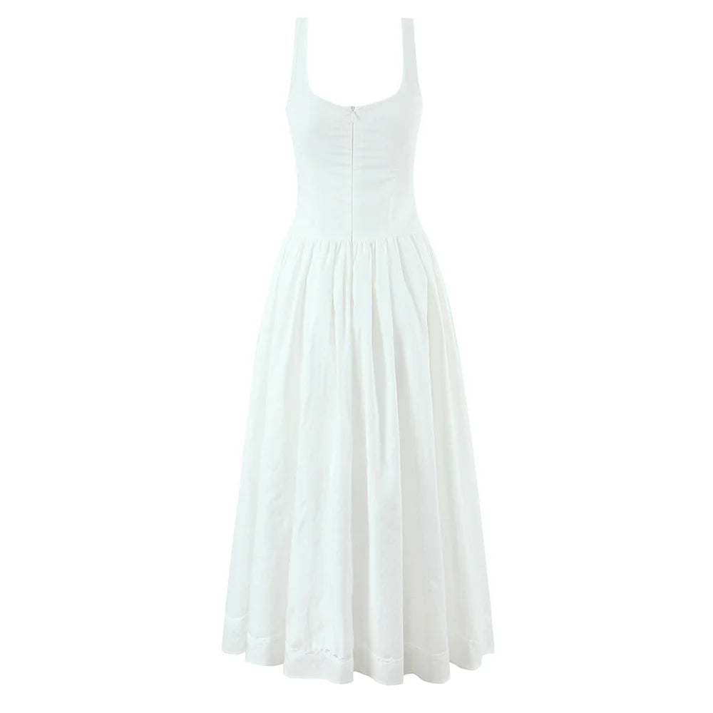 Women's Dress 2025 New Fashion Summer  White Bow Midi Dresses for Women Elegant Chic Ladies Dress