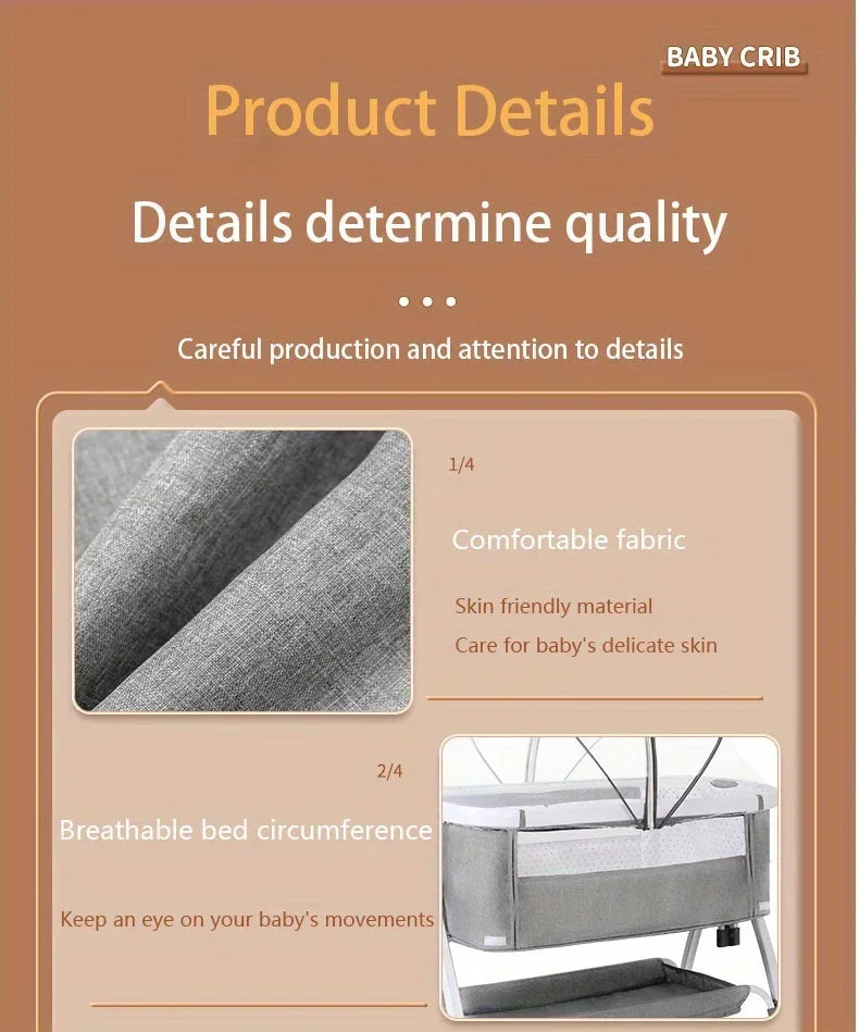 Folding Bed Children Multi Functional Baby Crib Foldable Height Adjustment Splicing Cama Plegables Para Children's Furniture